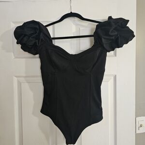 EXPRESS Body Contour High Compression Puff Sleeve Corset Bodysuit